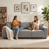 HOMCOM 3 Seater Sofa with Storage Pockets, Modern Upholstered Couch with Pocket Springs, Grey(m-9)