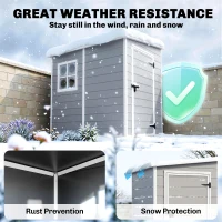 Outsunny 4x5 Lean to Garden Shed with Window Lockable for Garden Tool Storage Grey(m-4)