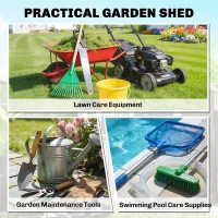 Outsunny 4x5 Lean to Garden Shed with Window Lockable for Garden Tool Storage Grey(m-7)