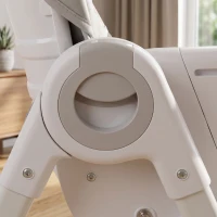 Qaba High Chair with Wheels, Double Tray, Foldable Baby Seat with Adjustable Seat Height, Backrest, Footrest and Tray, Grey(m-10)