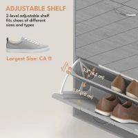 HOMCOM Shoe Storage Cabinet with 3 Flip Drawers, Narrow and Slim, 12 Pair of Shoes Organizer for Hallway, Entryway(m-5)