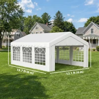 Outsunny 20'x13' Heavy Duty Event Tent Gazebo Portable Sun Shelter with Sidewalls White(m-3)