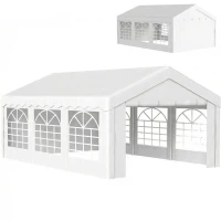 Outsunny 20'x13' Heavy Duty Event Tent Gazebo Portable Sun Shelter with Sidewalls White(m-11)