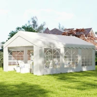 Outsunny 20'x13' Heavy Duty Event Tent Gazebo Portable Sun Shelter with Sidewalls White(m-8)