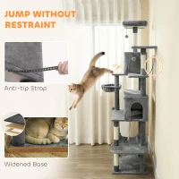 PawHut Multi-Level Cat Tower, 80" Tall Cat Tree, with 2 Condos, 2 Hammocks, 6 Sisal Scratching Posts, Dark Gray(m-8)