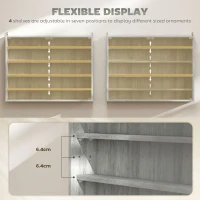 HOMCOM 5-Tier Display Cabinet, Wall-Mounted Display Case with 2 Glass Doors and Adjustable Shelves, Gray(m-4)