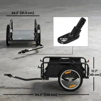 Soozier Bike Cargo Trailer, Bicycle Trailer Wagon Cart with Quick Release 16" Pneumatic Wheels, Red Flag(m-3)