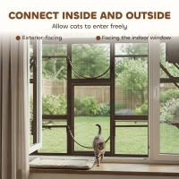 PawHut Catio Playground Cat Window Box Outside Enclosure for Multiple Cats w/ Shelves & Bridges, Coffee Brown(m-4)