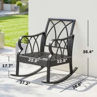 Outsunny Outdoor Wicker Rocking Chair with Padded Cushions, Aluminum Furniture, Rattan Porch Rocker Chair w/ Armrest, Navy Blue(m-4)
