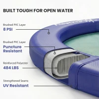 Outsunny 8FT Inflatable Water Hammock Floating Ring, Inflatable Floating Dock Platform for for Lakes, Pools, Oceans, Blue(m-5)