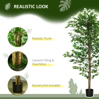 HOMCOM 6ft Artificial Trees Ficus, Indoor Fake Plant with Pot, for Home Decor(m-4)