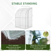 Outsunny 5' x 4' x 7' Outdoor Lean-to Walk-in Garden Greenhouse with Roll-Up Door Hot House for Plants Herbs Vegetables, White(m-7)
