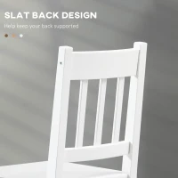 HOMCOM Dining Chairs Set of 2, Kitchen Chair with Slat Back, Pine Wood Structure for Living Room and Dining Room, White(m-5)