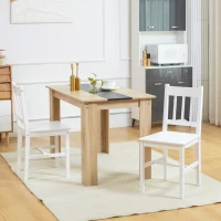 HOMCOM Dining Chairs Set of 2, Kitchen Chair with Slat Back, Pine Wood Structure for Living Room and Dining Room, White(m-8)