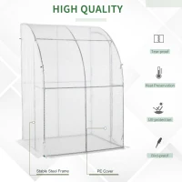 Outsunny 5' x 4' x 7' Outdoor Lean-to Walk-in Garden Greenhouse with Roll-Up Door Hot House for Plants Herbs Vegetables, White(m-5)