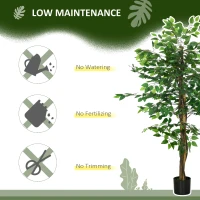 HOMCOM 5ft Artificial Tree Ficus, Indoor Fake Plant with Pot, for Home Decor(m-5)