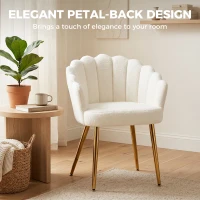 HOMCOM Accent Chair Petal-Back Design Modern Living Room Chair with Metal Legs Cream(m-4)