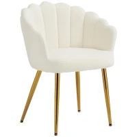 HOMCOM Accent Chair Petal-Back Design Modern Living Room Chair with Metal Legs Cream(m-2)