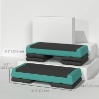 Soozier Adjustable Exercise Step Platform, 3-Level with Risers 4", 6", 8" Aerobic Stepper, 550lbs Weight Capacity, Green(m-3)