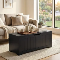 HOMCOM Storage Bench with Lift Top Storage Chest with Safety Hinges for Entryway, Living Room, Black(m-10)
