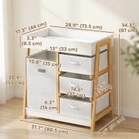 Qaba Baby Changing Table, Diaper Changing Station with Waterproof Pad, 3 Drawers and Large Basket for Newborn & Infant, White(m-3)