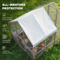 PawHut Large Wooden Chicken Coop for 8-10 Hens, Walk-in Chicken Run with Waterproof Cover, Nesting Boxes and Perches(m-6)