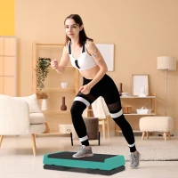 Soozier Adjustable Exercise Step Platform, 3-Level with Risers 4", 6", 8" Aerobic Stepper, 550lbs Weight Capacity, Green(m-8)