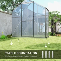 Outsunny 6' x 2.5' Walk-in Polycarbonate Greenhouse Aluminium Green House with Sliding Door, 5-Level Roof Vent, Rain Gutter(m-5)