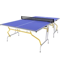 Soozier 9' x 5' Full Size Table Tennis Table, Folding Ping Pong Table with Paddles and Balls, Blue(m-11)