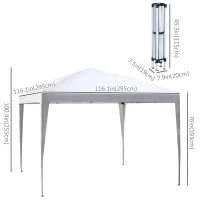 Outsunny 10 x 10ft Folding Pop Up Tent Outdoor Gazebo Canopy with Carrying Bag, White(m-3)