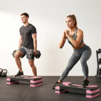 Soozier Adjustable Aerobic Stepper, Exercise Step Platform, Step Exercise Trainer, Workout Fitness Yoga Risers, 4"-6"-8", Pink(m-10)