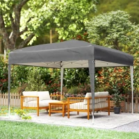 Outsunny 10 x 10ft Folding Pop Up Tent Outdoor Gazebo Canopy with Carrying Bag, Grey(m-10)