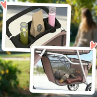 PawHut 3 Wheels Foldable Dog Stroller with Storage Basket, Adjustable Canopy, Cupholder for Miniature and Small Dogs, Coffee(m-9)