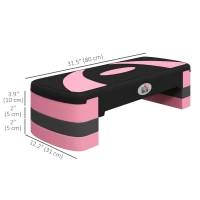 Soozier Adjustable Aerobic Stepper, Exercise Step Platform, Step Exercise Trainer, Workout Fitness Yoga Risers, 4"-6"-8", Pink(m-3)