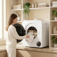 HOMCOM Clothes Dryer with 6 Drying Modes, Laundry Dryer with Stainless Steel Tub 18 lbs, White(m-10)