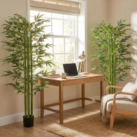 HOMCOM Indoor Fake Plants, Artificial Bamboo Tree with Adjustable Shape for Home Office Living Room Decor, Green(m-9)