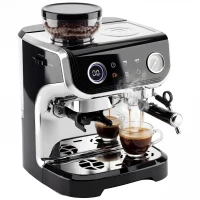 HOMCOM 15 Bar Coffee Maker Espresso Machine with Grinder Milk Frother Stainless Steel Espresso Maker for Cappuccino Latte Black(m-11)