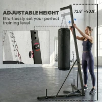 Soozier Punching Bag with Stand for Adults, 72.8"-90.9" Height Adjustable Freestanding Boxing Stand with Canvas Sandbag, Black(m-4)