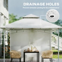 Outsunny 10' x 10' Patio Gazebo, Double Roof Outdoor Gazebo Canopy Shelter with Storage, Hook, Metal Frame, Cream White(m-9)