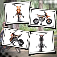 Qaba 12V Kids Electric Motorcycle w/ Twist Grip Throttle, Training Wheels, Rear Suspension & Music, Orange(m-9)