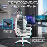HOMCOM Cute Racing Gamer Chair, PU Leather Gaming Chair with Footrest, Headrest and Lumbar Support, Black(m-5)