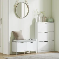 HOMCOM Narrow Shoe Storage Cabinet, Shoe Cabinet with 3 Flip Drawers, 31.5" W x 6.7" D x 42.5" H, White(m-9)