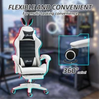 HOMCOM Cute Racing Gamer Chair, PU Leather Gaming Chair with Footrest, Headrest and Lumbar Support, Black(m-7)