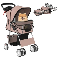 PawHut Pet Stroller for Dogs & Cats, Foldable Dog Stroller with Wheels, Reflective Strips, Brake, Pad and Basket, Coffee(m-11)