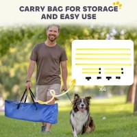 PawHut 4 Piece Dog Agility Set with Adjustable Height Jump Bars, Carry Bag, Displacing Top Bar, Yellow Yellow(m-6)