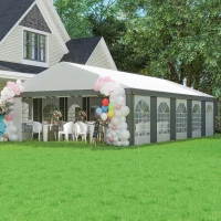 Outsunny 20'x33' Heavy Duty Large Party Tent & Carport with Removable Sidewalls, Portable Garage Canopy Tent, Grey(m-9)