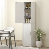 HOMCOM Tall Bathroom Cabinet, Slim 6-Tier Bathroom Floor Cabinet with 2 Doors and 4 Adjustable Shelves, White(m-9)