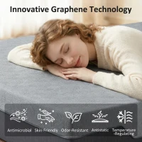 HOMCOM Queen Mattress, 12 Inch Memory Foam Mattress for Pressure Relief, Graphene Gel Cooling Copper Bed in a Box, Made in USA(m-4)