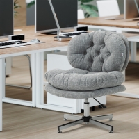 HOMCOM Computer Desk Chair, Armless Office Chair with Wide Padded Seat and Adjustable Height, Grey