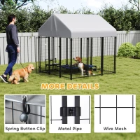 PawHut Outdoor Dog Kennel with Roof, 6' x 6' x 6' Heavy Duty Welded Wire Dog Playpen Enclosure with Escape-proof Lock(m-11)